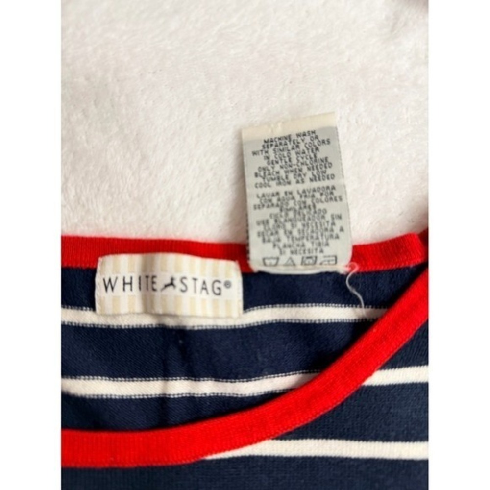 White Stag Tank Top Women XL Blue White Striped Red Stars Nautical Patriotic - Picture 4 of 6